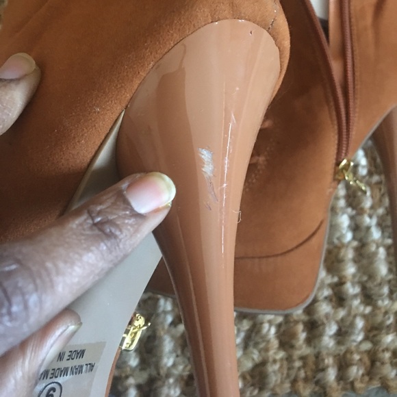 Sexy faux suede rust/tan over-the-knee peep toe boot - Picture 16 of 17